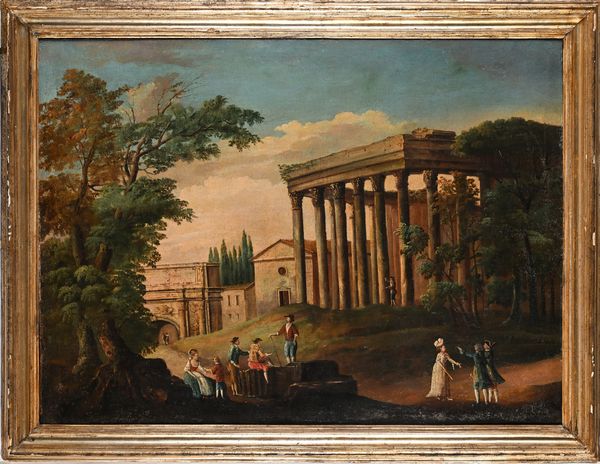 PITTORE NAPOLETANO DEL XVIII SECOLO : Capriccio architettonico con figure  - Asta Collezioni Private - Mobili, Oggetti d'Arte e Dipinti Antichi e del XIX Secolo - Associazione Nazionale - Case d'Asta italiane