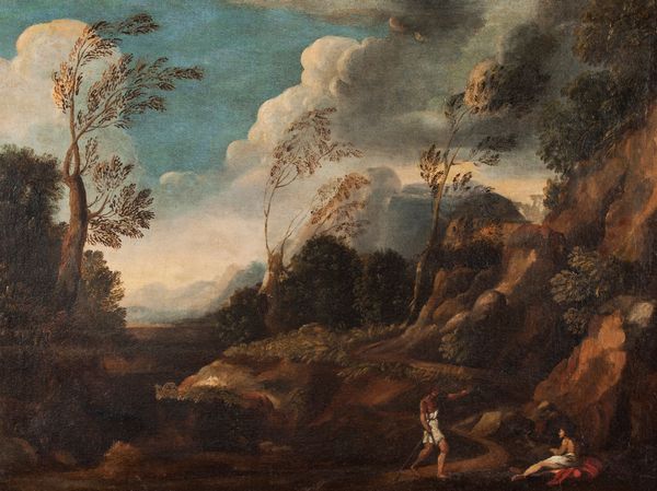 Gaspard Dughet : a) Paesaggio arcadico con figure  b) Pastore con gregge  - Asta Collezioni Private - Mobili, Oggetti d'Arte e Dipinti Antichi e del XIX Secolo - Associazione Nazionale - Case d'Asta italiane