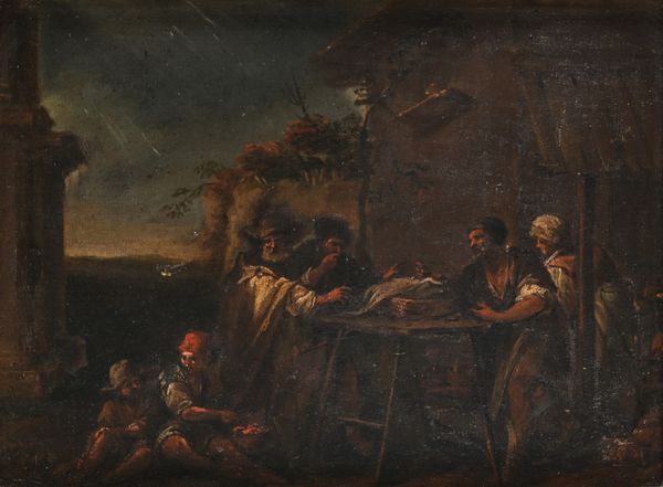 Michelangelo Cerquozzi : Sosta dei viandanti nella campagna romana  - Asta Collezioni Private - Mobili, Oggetti d'Arte e Dipinti Antichi e del XIX Secolo - Associazione Nazionale - Case d'Asta italiane