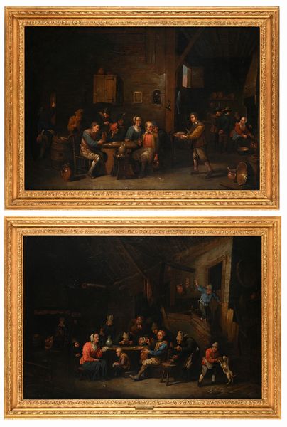 Victor Mahu : Interni di osteria  - Asta Collezioni Private - Mobili, Oggetti d'Arte e Dipinti Antichi e del XIX Secolo - Associazione Nazionale - Case d'Asta italiane