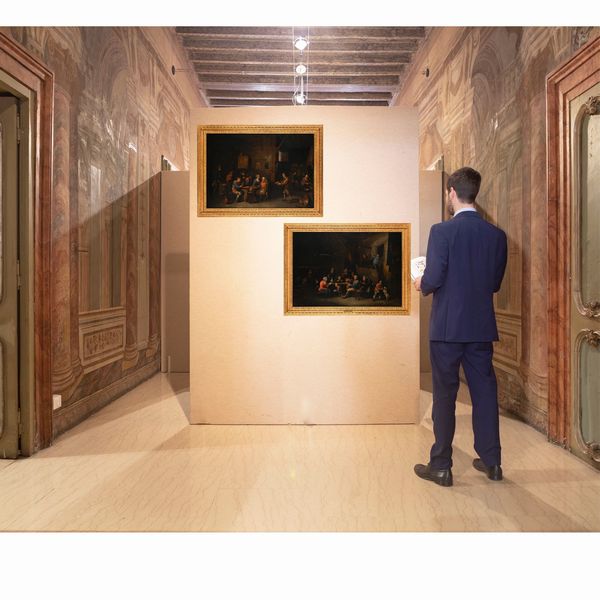 Victor Mahu : Interni di osteria  - Asta Collezioni Private - Mobili, Oggetti d'Arte e Dipinti Antichi e del XIX Secolo - Associazione Nazionale - Case d'Asta italiane