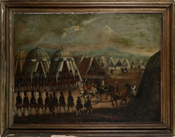 PITTORE DEL XVIII SECOLO : Accampamento militare  - Asta Collezioni Private - Mobili, Oggetti d'Arte e Dipinti Antichi e del XIX Secolo - Associazione Nazionale - Case d'Asta italiane