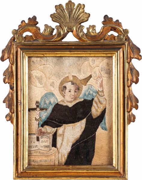 Ricamo raffigurante San Vincenzo Ferreri, Italia Meridionale, inizi XIX secolo  - Asta Collezioni Private - Mobili, Oggetti d'Arte e Dipinti Antichi e del XIX Secolo - Associazione Nazionale - Case d'Asta italiane