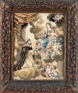 Marianna Elmo - La Vergine col Bambino consegna il rosario a San Domenico