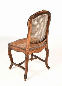 Sedia in legno scurito e paglia di Vienna, XVIII secolo  - Asta Collezioni Private - Mobili, Oggetti d'Arte e Dipinti Antichi e del XIX Secolo - Associazione Nazionale - Case d'Asta italiane