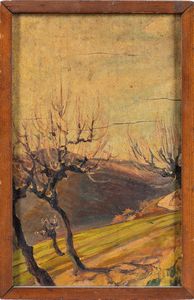 Scuola italiana del XX secolo - Alberi in collina