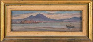 Scuola napoletana del XX secolo - Veduta di Napoli dal mare