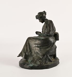 Giovane donna in lettura  - Asta Collezioni Private - Mobili, Oggetti d'Arte e Dipinti Antichi e del XIX Secolo - Associazione Nazionale - Case d'Asta italiane