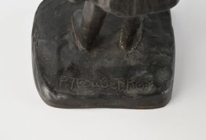 Paolo Troubetzkoy : Bambina con cagnolino  - Asta Collezioni Private - Mobili, Oggetti d'Arte e Dipinti Antichi e del XIX Secolo - Associazione Nazionale - Case d'Asta italiane