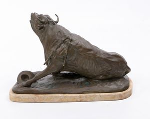 Francisco Bonilla Villalba : La morte del toro  - Asta Collezioni Private - Mobili, Oggetti d'Arte e Dipinti Antichi e del XIX Secolo - Associazione Nazionale - Case d'Asta italiane