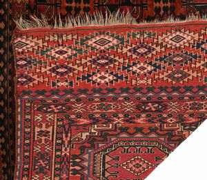 Sacca Turkmena a Losanghe (Chuval o Torba)  - Asta Collezioni Private - Mobili, Oggetti d'Arte e Dipinti Antichi e del XIX Secolo - Associazione Nazionale - Case d'Asta italiane