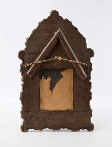 Piccola specchiera in legno e lamina di metallo argentato sbalzato, Olanda, XVIII secolo  - Asta Collezioni Private - Mobili, Oggetti d'Arte e Dipinti Antichi e del XIX Secolo - Associazione Nazionale - Case d'Asta italiane