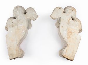 Coppia di cherubini in marmo bianco, XVIII secolo  - Asta Collezioni Private - Mobili, Oggetti d'Arte e Dipinti Antichi e del XIX Secolo - Associazione Nazionale - Case d'Asta italiane