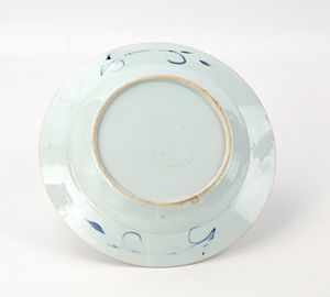 Coppia di piatti da portata circolari in porcellana bianca con decorazione monocroma blu, Cina, XVIII secolo  - Asta Collezioni Private - Mobili, Oggetti d'Arte e Dipinti Antichi e del XIX Secolo - Associazione Nazionale - Case d'Asta italiane