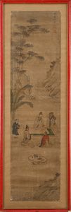 Lizhou raffigurante paesaggio con figure, Cina, dinastia Qing, XIX secolo  - Asta Collezioni Private - Mobili, Oggetti d'Arte e Dipinti Antichi e del XIX Secolo - Associazione Nazionale - Case d'Asta italiane