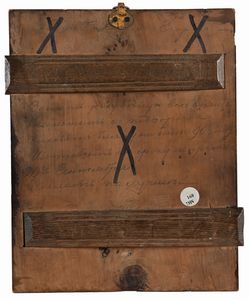 Iconografo russo del XIX secolo : Deisis fondo oro con due figure di santi  - Asta Collezioni Private - Mobili, Oggetti d'Arte e Dipinti Antichi e del XIX Secolo - Associazione Nazionale - Case d'Asta italiane