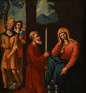 PITTORE DEL XVI SECOLO : Santa Vergine con Fedeli  - Asta Collezioni Private - Mobili, Oggetti d'Arte e Dipinti Antichi e del XIX Secolo - Associazione Nazionale - Case d'Asta italiane