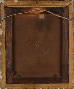 Anonimo del XVIII secolo : Paesaggio fluviale con torrioni e figura di viandante  - Asta Collezioni Private - Mobili, Oggetti d'Arte e Dipinti Antichi e del XIX Secolo - Associazione Nazionale - Case d'Asta italiane