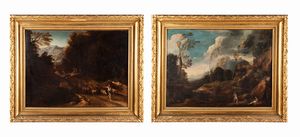 Gaspard Dughet - a) Paesaggio arcadico con figure  b) Pastore con gregge