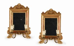 Coppia di carte gloria in legno dorato, XIX secolo  - Asta Collezioni Private - Mobili, Oggetti d'Arte e Dipinti Antichi e del XIX Secolo - Associazione Nazionale - Case d'Asta italiane