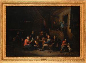 Victor Mahu : Interni di osteria  - Asta Collezioni Private - Mobili, Oggetti d'Arte e Dipinti Antichi e del XIX Secolo - Associazione Nazionale - Case d'Asta italiane