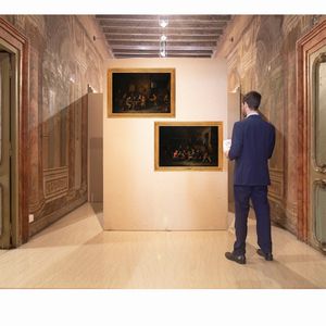 Victor Mahu : Interni di osteria  - Asta Collezioni Private - Mobili, Oggetti d'Arte e Dipinti Antichi e del XIX Secolo - Associazione Nazionale - Case d'Asta italiane