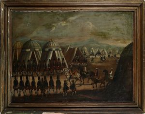 PITTORE DEL XVIII SECOLO - Accampamento militare