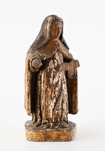 Scultura in legno laccato e dorato, XVI/XVII secolo  - Asta Collezioni Private - Mobili, Oggetti d'Arte e Dipinti Antichi e del XIX Secolo - Associazione Nazionale - Case d'Asta italiane