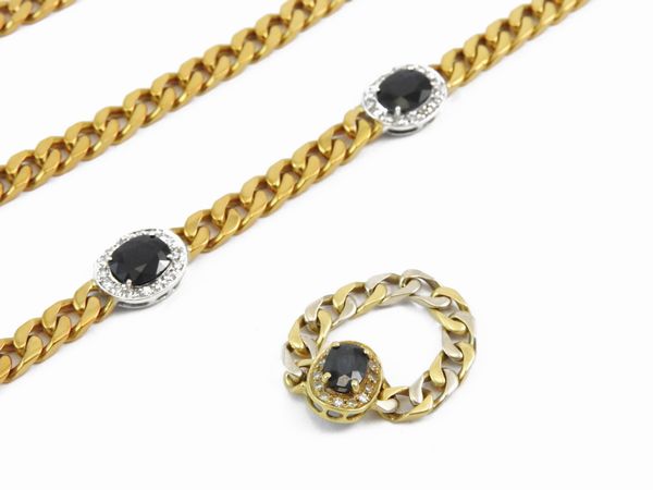 Demi-parure in oro giallo con diamanti e zaffiri  - Asta I gioielli di Rosa Segreto Annigoni - Associazione Nazionale - Case d'Asta italiane