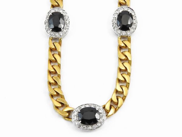 Demi-parure in oro giallo con diamanti e zaffiri  - Asta I gioielli di Rosa Segreto Annigoni - Associazione Nazionale - Case d'Asta italiane