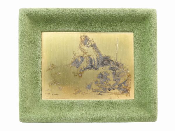 Pietro Annigoni : Placchetta in oro giallo  - Asta I gioielli di Rosa Segreto Annigoni - Associazione Nazionale - Case d'Asta italiane