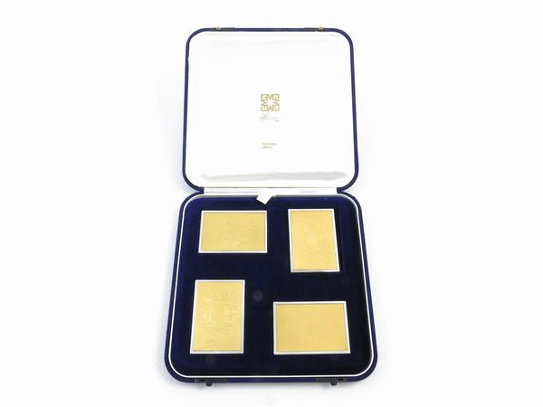 Pietro Annigoni : Quattro incisioni su lastra in oro 999,8/1000 con supporto in argento 925/1000  - Asta I gioielli di Rosa Segreto Annigoni - Associazione Nazionale - Case d'Asta italiane