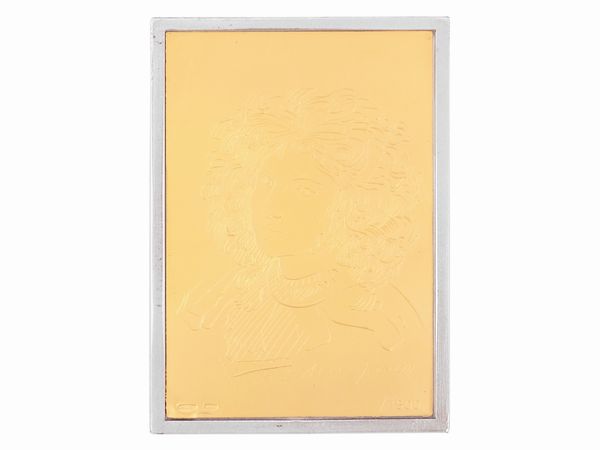Pietro Annigoni : Quattro incisioni su lastra in oro 999,8/1000 con supporto in argento 925/1000  - Asta I gioielli di Rosa Segreto Annigoni - Associazione Nazionale - Case d'Asta italiane