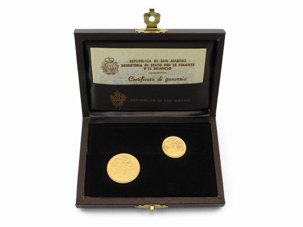 Una serie da 1 e 2 scudi San Marino in oro 916/1000  - Asta I gioielli di Rosa Segreto Annigoni - Associazione Nazionale - Case d'Asta italiane