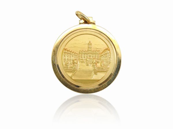 Medaglia in oro giallo a Pietro Annigoni  - Asta I gioielli di Rosa Segreto Annigoni - Associazione Nazionale - Case d'Asta italiane
