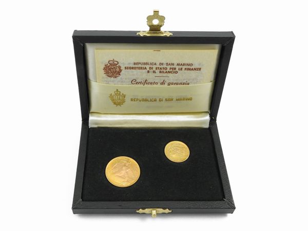 Una serie da 1 e 2 scudi San Marino in oro 916/1000  - Asta I gioielli di Rosa Segreto Annigoni - Associazione Nazionale - Case d'Asta italiane