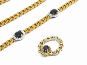 Demi-parure in oro giallo con diamanti e zaffiri  - Asta I gioielli di Rosa Segreto Annigoni - Associazione Nazionale - Case d'Asta italiane