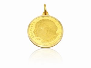 Pietro Annigoni - Medaglia pendente in oro giallo con segno zodiacale dei Gemelli, Anni Settanta