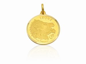 Pietro Annigoni - Medaglia pendente in oro giallo con segno zodiacale del Leone, Anni Settanta