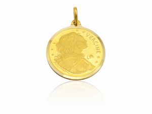 Pietro Annigoni - Medaglia pendente in oro giallo con segno zodiacale della Vergine, Anni Settanta