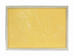 Pietro Annigoni : Quattro incisioni su lastra in oro 999,8/1000 con supporto in argento 925/1000  - Asta I gioielli di Rosa Segreto Annigoni - Associazione Nazionale - Case d'Asta italiane