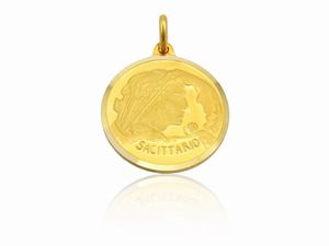 Pietro Annigoni - Medaglia pendente in oro giallo con segno zodiacale del Sagittario, Anni Settanta