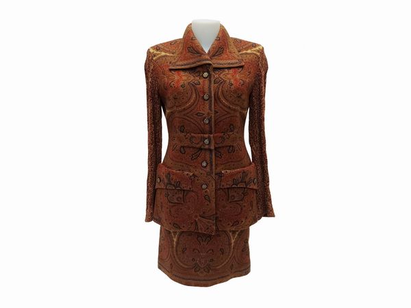 Valentino - Completo tre pezzi in lana fantasia nei toni del marrone  - Asta Vintagemania - Associazione Nazionale - Case d'Asta italiane