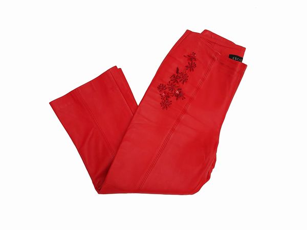 Escada - Tailleur pantaloni in nappa rossa  - Asta Vintagemania - Associazione Nazionale - Case d'Asta italiane