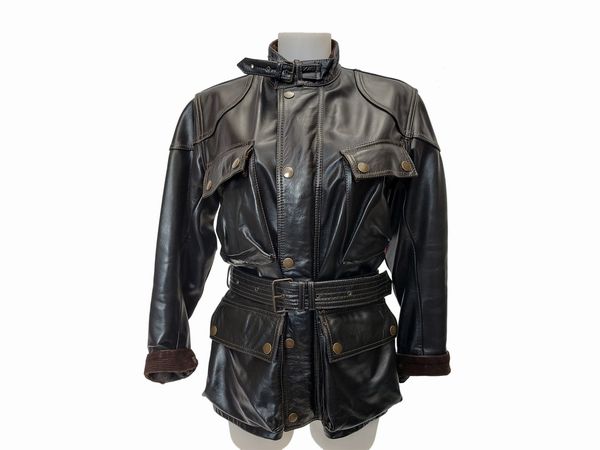Belstaff - Giaccone in pelle nera  - Asta Vintagemania - Associazione Nazionale - Case d'Asta italiane