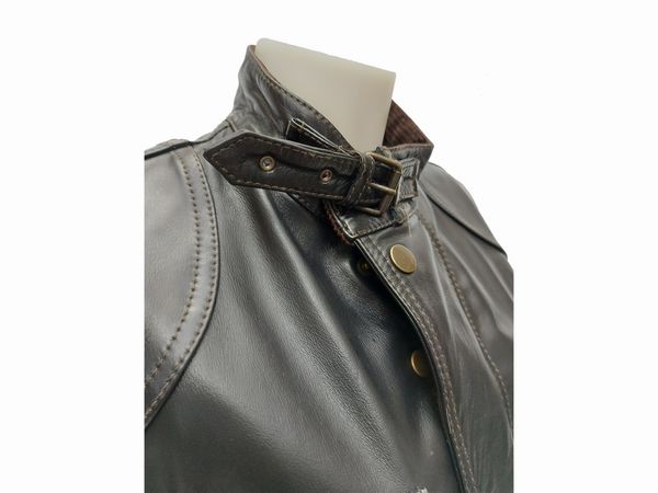Belstaff - Giaccone in pelle nera  - Asta Vintagemania - Associazione Nazionale - Case d'Asta italiane