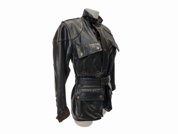 Belstaff - Giaccone in pelle nera  - Asta Vintagemania - Associazione Nazionale - Case d'Asta italiane