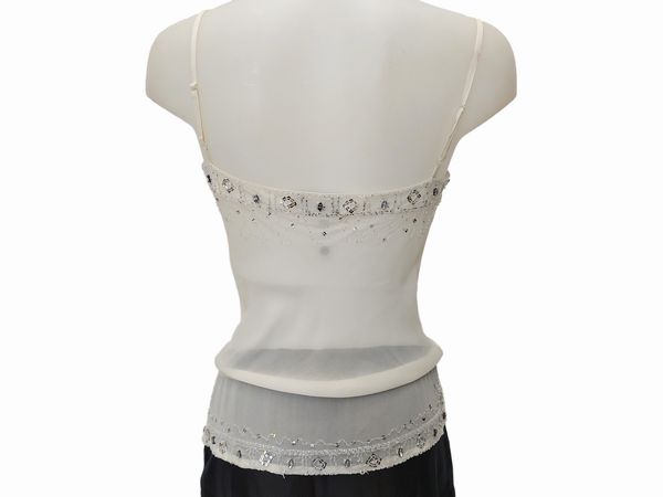 Luisa Spagnoli - Pantaloni in cotone con top in chiffon panna  - Asta Vintagemania - Associazione Nazionale - Case d'Asta italiane