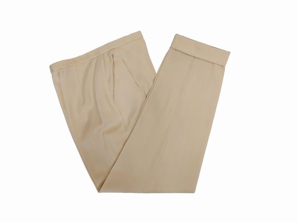 Moschino Cheap And Chic - Tailleur pantaloni in lana color panna spigato  - Asta Vintagemania - Associazione Nazionale - Case d'Asta italiane