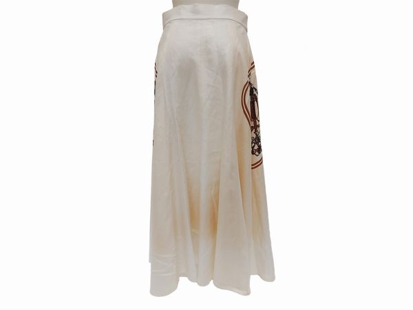 Herms - Gomma midi Brides de Gala in lino color panna  - Asta Vintagemania - Associazione Nazionale - Case d'Asta italiane